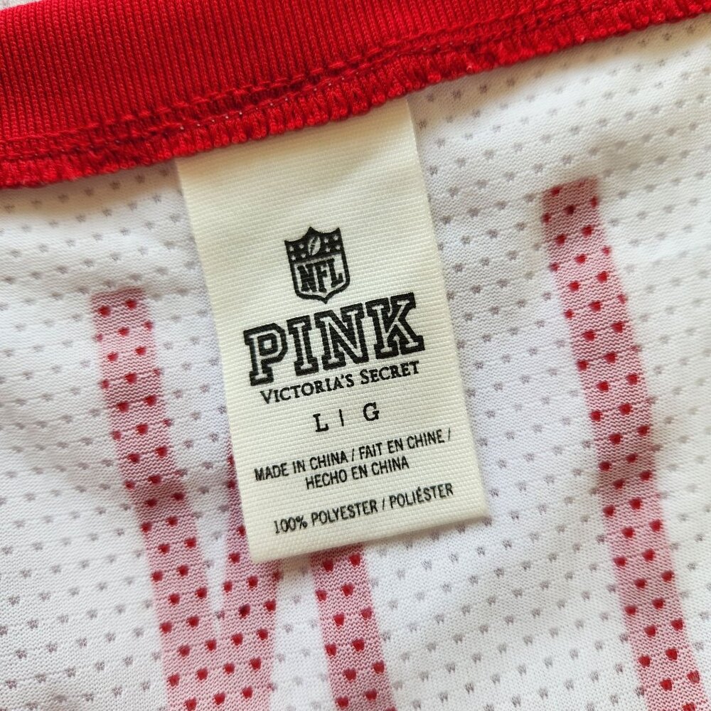 Victoria's Secret Pink NFL San Francisco 49ers Sequin V-Neck Jersey Cute Sporty - Picture 8 of 14